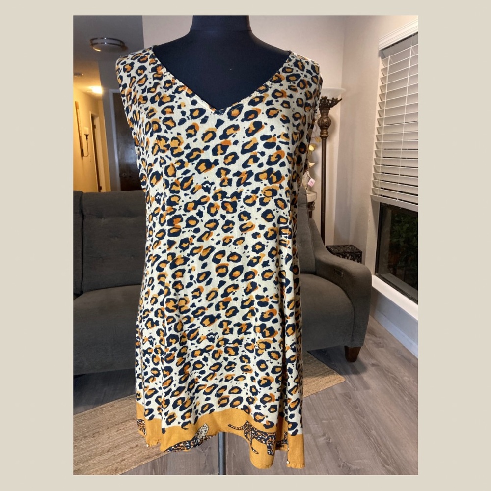 Mamta Boho Leopard Print Rayon Dress | One Size